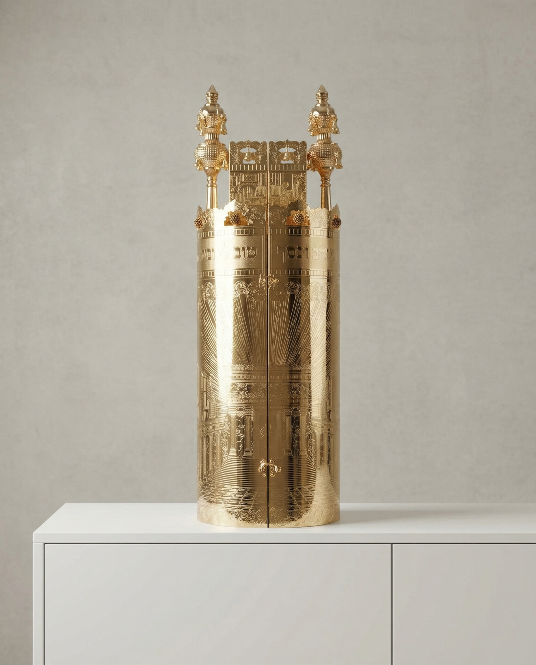 תיק לספר תורה דגם ״בית המקדש״ ציפוי זהב טהור