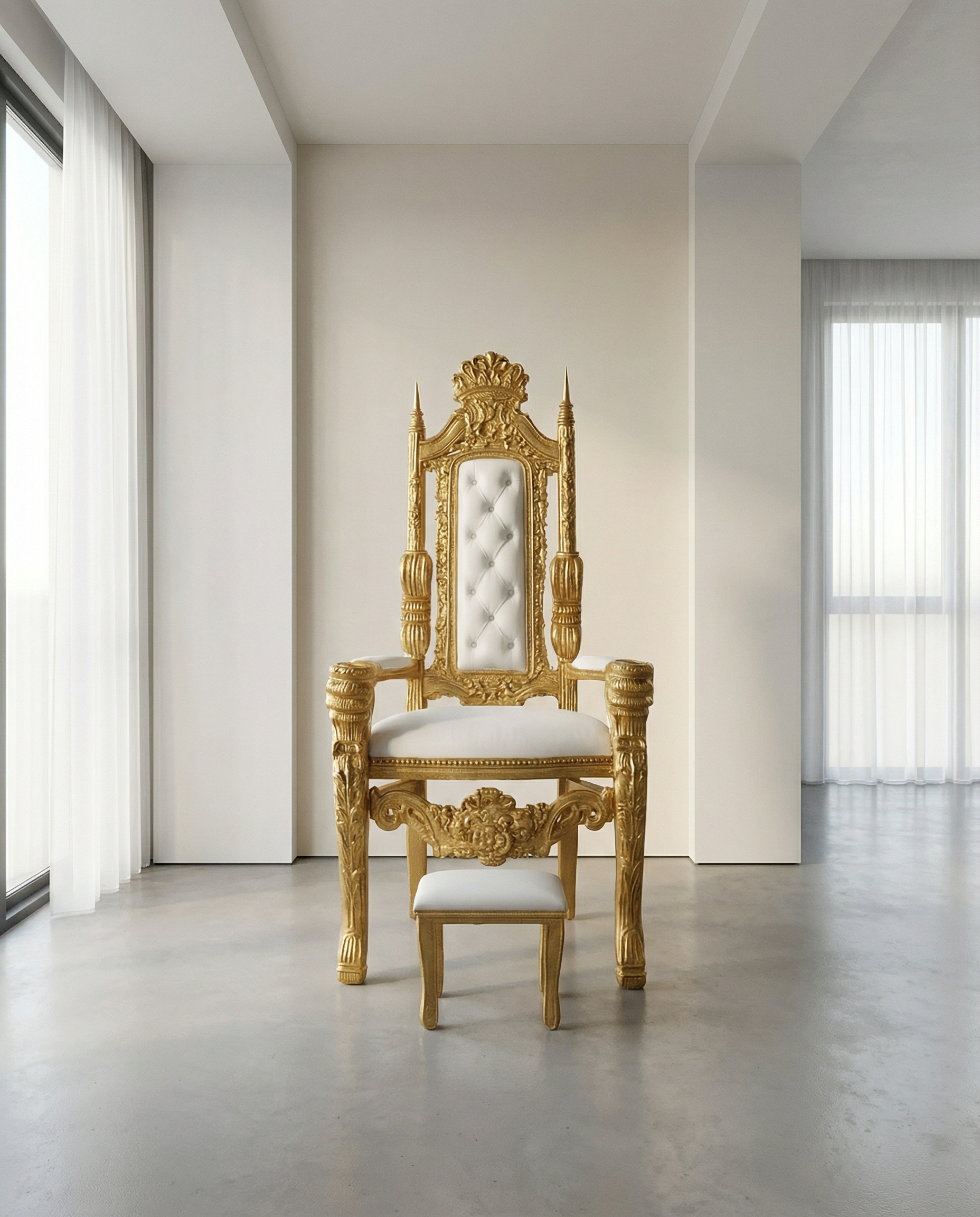 כסא אליהו הנביא דגם ״דוד המלך״ זהב לבן